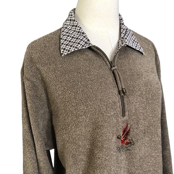 Landhaus Top Brown 1/4 Zip Pullover Waterfall Fleece - Picture 1 of 6